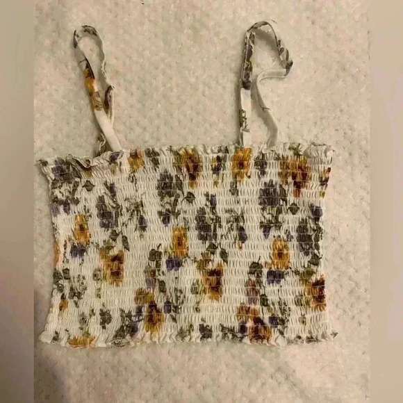 Purple & gold floral tube top & hi-Lo coverup that ties in front. Size medium - Picture 2 of 8